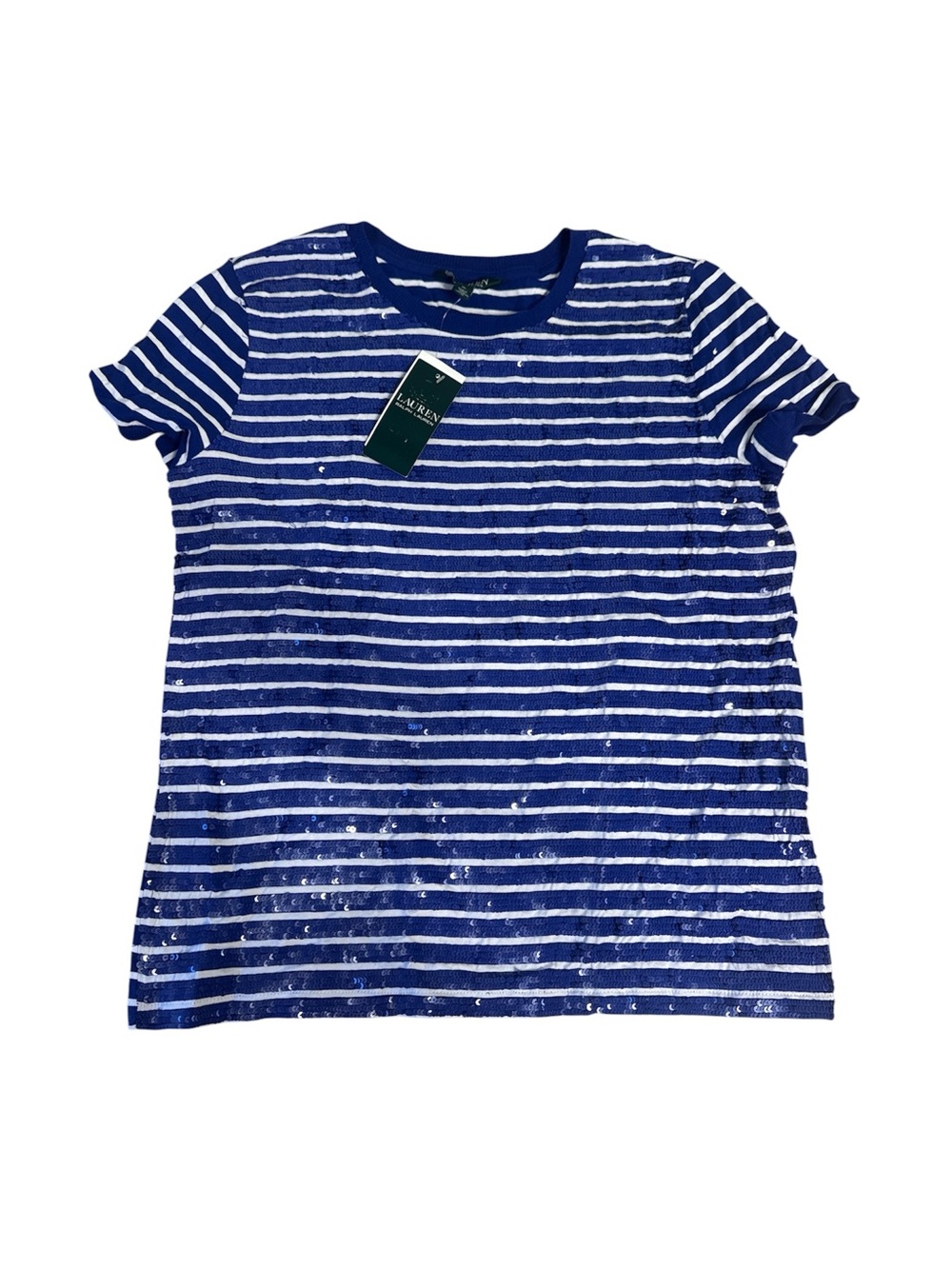 Ralph Lauren  Blue & White Striped Sequin Tee